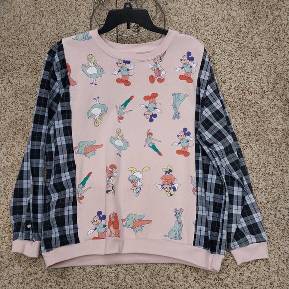 3232 Size XL Disney Loads Of Love Upcycled Sweatshirt Button Down Shirt Combo. - Picture 2 of 6